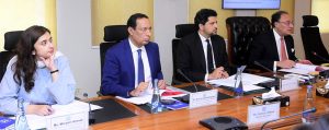 Federal Minister for Finance and Revenue, Senator Muhammad Aurangzeb, chairing a meeting of the Cabinet Committee on State-Owned Enterprises (CCoSOEs) at the Finance Division.