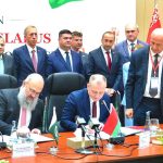 Federal Minister for Commerce Jam Kamal Khan and Minister of Energy of the Republic of Belarus Dzianis Maroz sign the Protocols and MoU between the two countries on the occasion of the 9th Session of the Pakistan-Belarus Joint Ministerial Commission