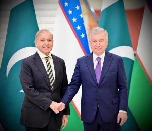 Prime Minister Muhammad Shehbaz Sharif meets the President of Uzbekistan H.E. Mr. Shavkat Mirziyoyev on the sidelines of the 26th SCO Council of Heads of State Conference.