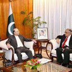 President Asif Ali Zardari in a meeting with Federal Tax Ombudsman Mr. Zafar-ul-Haq Hijazi at Aiwan-e-Sadr