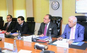 Federal Minister for Finance and Revenue, Senator Muhammad Aurangzeb, chairing a meeting of the Economic Coordination Committee (ECC) at the Finance Division.