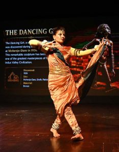 An artist performing folk dance at the launching ceremony of "Naqoosh-i-Watan" a national cultural narrative at PNCA.