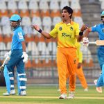 Pakistan Whites batters run between the wickets after playing a shot during the opening match of the National Champions Cup 2026–27 at Multan Cricket Stadium