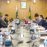 Federal Minister for Planning Ahsan Iqbal in a meeting with Liu Daxiu, Head of delegation and First Class Inspector, Party Building Research Institute, Organization Department of the CPC Central Committee and members of the visiting Chinese delegation