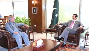 Chairman Senate Syed Yousuf Raza Gilani in a meeting with Speaker Gilgit-Baltistan Assembly Imran Nadeem Shigri at Parliament House