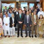 Federal Minister for Planning, Development and Special Initiatives, Ahsan Iqbal in a group photograph with the UNICEF Country Director, Members of the Planning Commission, officials from relevant federal and provincial institutions and representatives of the private sector at the closing ceremony of the multi-sectoral dialogue on nutrition and early childhood development