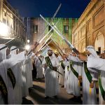 Youngsters in Arabic costumes with swords participate in a religious procession to celebrate Eid-e-Milad-un-Nabi, the birth anniversary of Prophet Muhammad (PBUH)