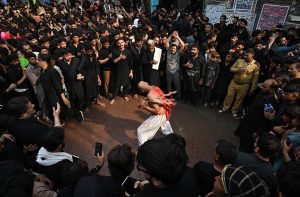 Mourners attending the Chehlum procession to commemorate the martyrdom of Hazrat Imam Hussain (RA), the grandson of Holy Prophet Muhammad (PBUH) as mark the 40th day of mourning that commemorates the martyrdom of Hazrat Imam Hussain at the 7th-century battle of Karbala.