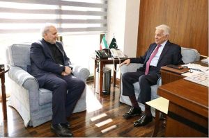 H.E. Dr. Reza Amiri Moghaddam, Ambassador of Islamic Republic of Iran called on Minister for Defence, Khawaja Muhammad Asif
