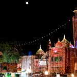 An illuminated view of a mosque during Eid-e-Milad-un-Nabi celebrations, the birthday of Prophet Muhammad (PBUH)