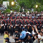 A large number of people gather at D-Chowk to witness the Islamabad City Parade -2026 as part of the 79th Independence Day celebrations, observed across the country with traditional zeal and fervor
