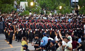 A large number of people gather at D-Chowk to witness the Islamabad City Parade -2026 as part of the 79th Independence Day celebrations, observed across the country with traditional zeal and fervor