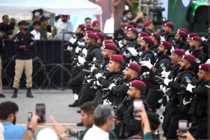 A large number of people gather at D-Chowk to witness the Islamabad City Parade -2026 as part of the 79th Independence Day celebrations, observed across the country with traditional zeal and fervor