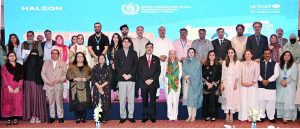 Chairman Senate, Syed Yousuf Raza Gilani in a group photo with participants of the launch event of maternal, newborn and child health social and behavior change communication campaign
