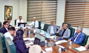 Adviser to the Prime Minister on Privatisation and Chairman Privatisation Commission, Muhammad Ali chairing the Privatisation Commission Board meeting