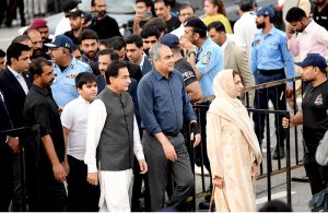 Speaker National Assembly, Ayaz Sadiq along with Federal Interior Minister Mohsin Naqvi arrive to witness the Islamabad City Parade -2026 at D-Chowk as part of the 79th Independence Day celebrations, observed across the country with traditional zeal and fervor