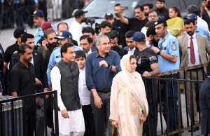 Speaker National Assembly, Ayaz Sadiq along with Federal Interior Minister Mohsin Naqvi arrive to witness the Islamabad City Parade -2026 at D-Chowk as part of the 79th Independence Day celebrations, observed across the country with traditional zeal and fervor