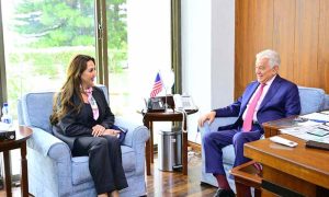 Charge d'Affaires of the United States of America to Pakistan, Ms. Natalie Baker called on Minister for Defence, Khawaja Muhammad Asif in the federal capital.