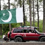 National flag displayed on a vehicle as the citizens mark the 79th Independence Day celebrations, observed across the country with traditional zeal and fervor