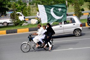 National flag displayed on a vehicle as the citizens mark the 79th Independence Day celebrations, observed across the country with traditional zeal and fervor