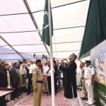 High Commissioner of Pakistan to UK Tipu Usman hoisting Pakistan Flag on Independence Day at Pakistan High Commission