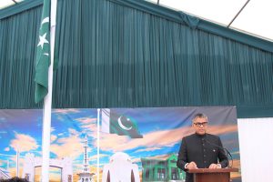 High Commissioner of Pakistan to UK Tipu Usman hoisting Pakistan Flag on Independence Day at Pakistan High Commission