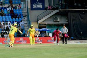 Players in action during the National Champions Cup 2026–27 match between Pakistan Greens and Pakistan Gold at Multan Cricket Stadium