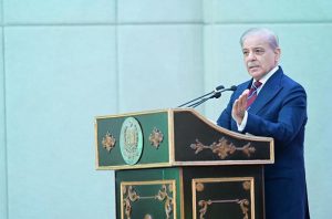 Prime Minister Muhammad Shehbaz Sharif addresses a ceremony to launch Pakistan National Olive Value Chain Policy to harness the true potential of olive cultivation and processing.