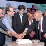 Sindh Chief Minister Syed Murad Ali Shah, accompanied by provincial ministers, Arts Council President Muhammad Ahmed Shah and other dignitaries during the National Minorities Day celebration organised by the Provincial Minorities Affairs Department at the Arts Council
