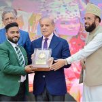Prime Minister Muhammad Shehbaz Sharif presenting awards to the members of Religious Minorities of Pakistan who contributed towards the sustained benefits of the society