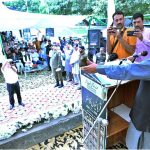 Chief Guest Provincial Minister for Labor and Manpower Muhammad Mansha Ullah Butt addressing during ceremony on the occasion of the Defense Day celebrations at Fort