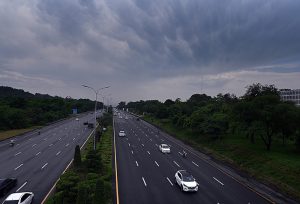 An attractive view of dark clouds hovering over the Federal Capital.
