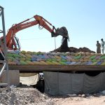 Heavy machinery and construction crews work on the rehabilitation, expansion and dualization of the eastern service road along the Islamabad Expressway, as part of a Capital Development Authority (CDA) project to upgrade the 8.5-kilometre stretch from Faizabad Interchange to Gulberg Greens into a six-lane carriageway