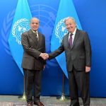 Prime Minister Muhammad Shehbaz Sharif meets United Nations Secretary General António Guterres on the sidelines of the 81st session of the United Nations General Assembly