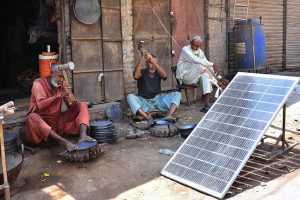 Blacksmiths are busy preparing different items at their workplace along Fort Road.