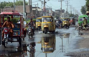 Sewerage water accumulates on Jhumra Road near Mehndi Mohalla Railway Gate, causing inconvenience to commuters and highlighting the need for immediate attention by the concerned authorities.