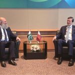 Federal Minister for Commerce Jam Kamal Khan in meeting with Qatar's Minister of State for Foreign Trade Affairs, Mr. Ahmad bin Mohammad Al Sayed, on the sidelines of the Belt and Road Summit
