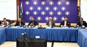 Federal Minister for Information and Broadcasting Attaullah Tarar addressing during launching ceremony of special report titled: “Weaponising Waters: Historical, Legal and Strategic Dimensions of IWT Suspension” at ISSI