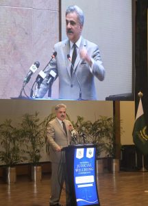Hon'ble Chief Justice of Pakistan, addressing the audience at the National Conference on Judicial Wellbeing, "From Reform to Recognition: Building a Responsive District Judiciary," at the Supreme Court of Pakistan