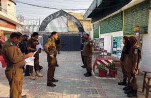 DPO Bahawalpur Police Rana Abdul Wahab reviews security arrangements for voters at a polling station in NA-168 during the by-election