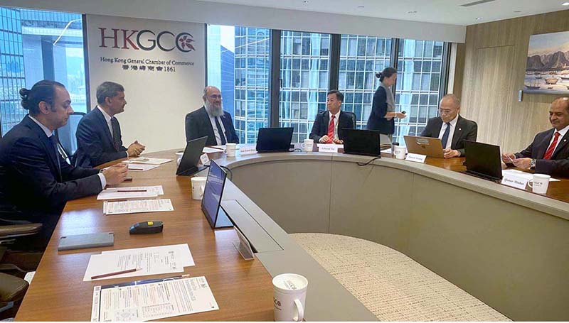 Federal Minister for Commerce Jam Kamal Khan during a meeting with the Chairman and senior representatives of the Hong Kong General Chamber of Commerce, discussing stronger trade, investment and business-to-business linkages between Pakistan and Hong Kong
