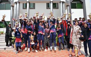 Players of Reader College celebrating their achievement during Prize Distribution Ceremony for top position holders in Sports Activities 2025-26.