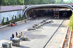 Speedy construction work on the Park Road Underpass nears completion, with the facility expected to open for traffic soon.