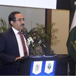 Honorable Chief Justice Mr. Justice Ali Baig, Gilgit-Baltistan Chief Court, addressing the audience at the National Conference on Judicial Wellbeing, "From Reform to Recognition: Building a Responsive District Judiciary," at the Supreme Court of Pakistan
