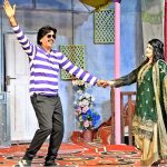 Artists performing in a Sindhi drama "Jani Kan Jiyas" presented jointly by the Arts Council of Pakistan Karachi and Larkana during the closing ceremony of Sindh Theatre Festival 2026 at Z.A. Bhutto Open-Air Theatre Arts Council Larkana