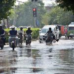 A view of vehicles passing through sewerage water accumulated at-D-Ground Chowk needs the attention of concerned authorities