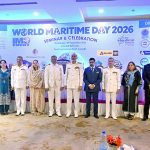 Chief Guest Vice Admiral Abdul Munib HI(M) S Bt Commander Pakistan Fleet (ComPak) in a group photograph with DG PID Karachi Ms. Iram Tanveer Odho and others during the inaugural session of the seminar & celebration World Maritime Day–2026