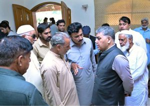 Chaudhry Tariq Subhani, Chairman of the Punjab Land Records Authority (PLRA), is listening to the issues of the people of his constituency at Vreyo House