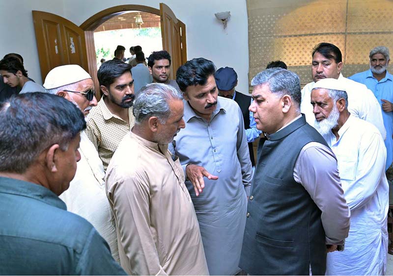 Chaudhry Tariq Subhani, Chairman of the Punjab Land Records Authority (PLRA), is listening to the issues of the people of his constituency at Vreyo House