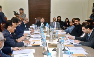 Chairman Senate Standing Committee on Water Resources, Senator Jam Saifullah Khan, chairs a meeting to review progress and developments concerning the K-IV water supply project